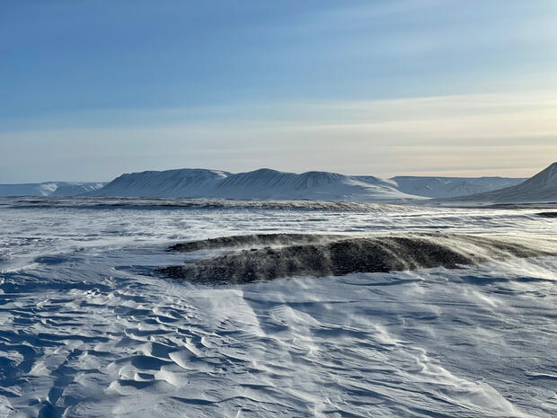 Spindrift over sastrugi